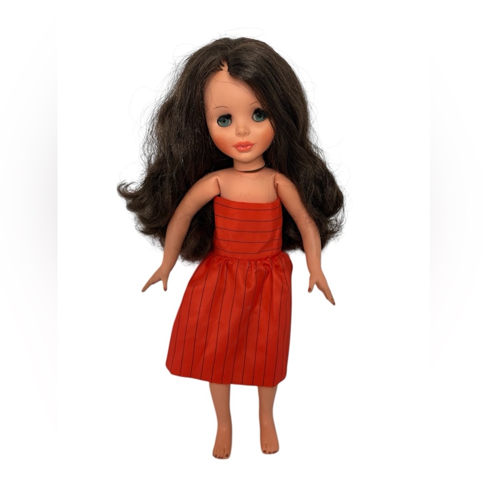 Furga Italy Vittoria Doll 14” Vtg Brunette Hair Blue Eyes Posable 60s “V” Girls